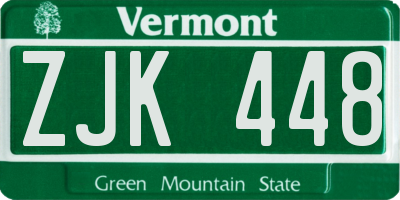 VT license plate ZJK448