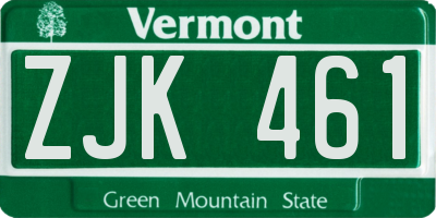 VT license plate ZJK461