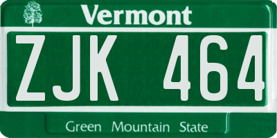 VT license plate ZJK464