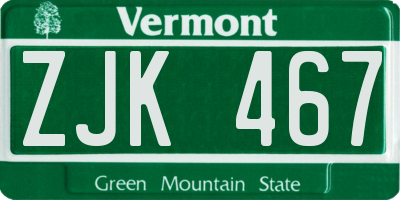 VT license plate ZJK467