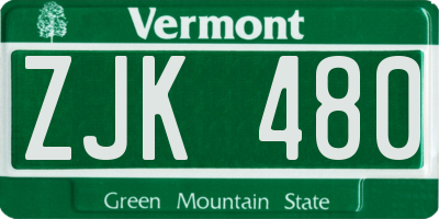 VT license plate ZJK480