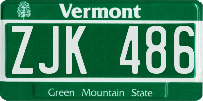 VT license plate ZJK486