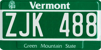 VT license plate ZJK488