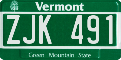 VT license plate ZJK491
