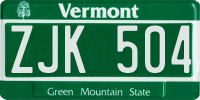 VT license plate ZJK504