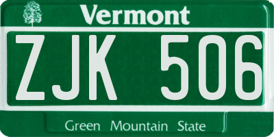 VT license plate ZJK506