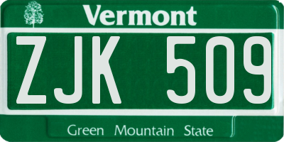 VT license plate ZJK509