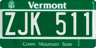 VT license plate ZJK511