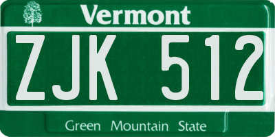 VT license plate ZJK512