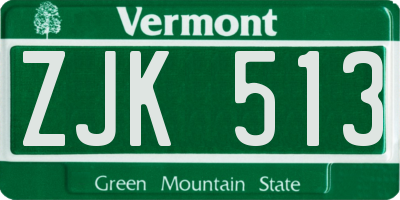 VT license plate ZJK513