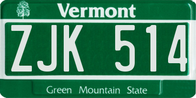 VT license plate ZJK514