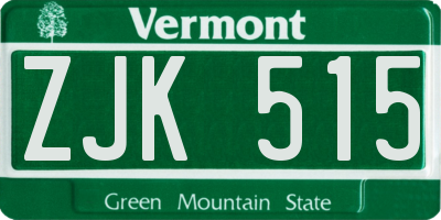 VT license plate ZJK515