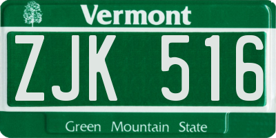 VT license plate ZJK516