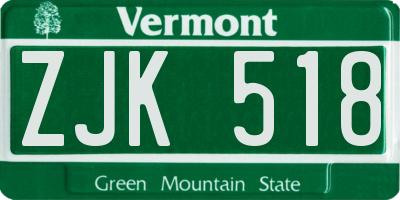 VT license plate ZJK518