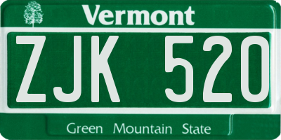 VT license plate ZJK520