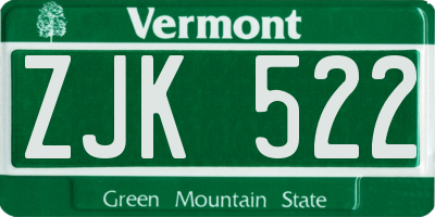 VT license plate ZJK522