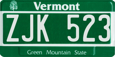 VT license plate ZJK523