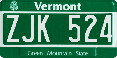 VT license plate ZJK524