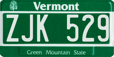 VT license plate ZJK529