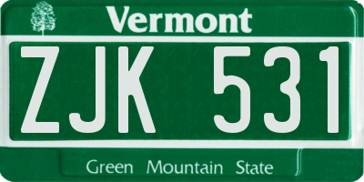 VT license plate ZJK531