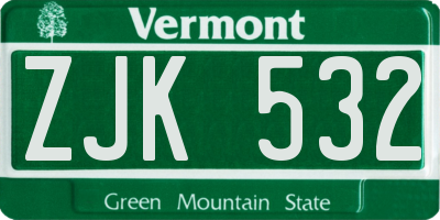 VT license plate ZJK532