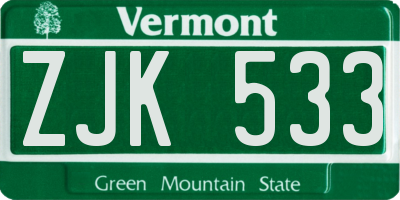 VT license plate ZJK533