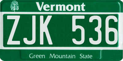 VT license plate ZJK536