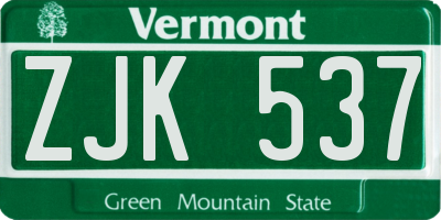 VT license plate ZJK537