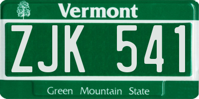 VT license plate ZJK541