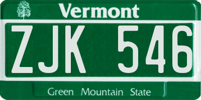 VT license plate ZJK546