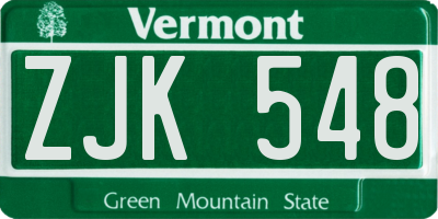 VT license plate ZJK548