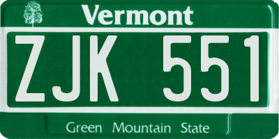 VT license plate ZJK551