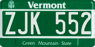 VT license plate ZJK552