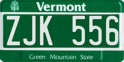 VT license plate ZJK556