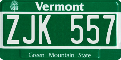 VT license plate ZJK557