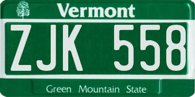VT license plate ZJK558