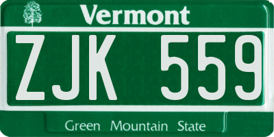 VT license plate ZJK559