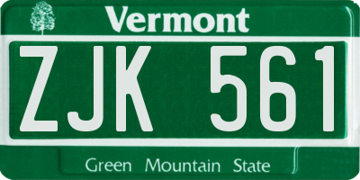 VT license plate ZJK561