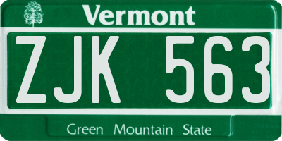 VT license plate ZJK563