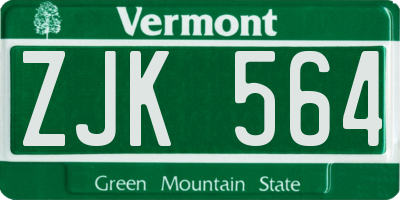VT license plate ZJK564