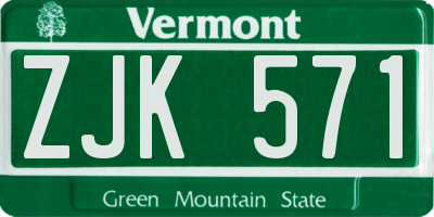 VT license plate ZJK571