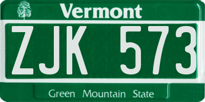 VT license plate ZJK573