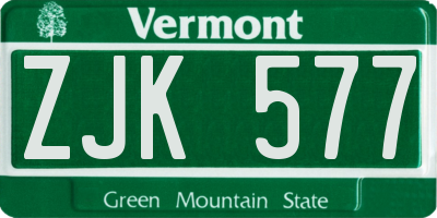 VT license plate ZJK577