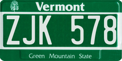 VT license plate ZJK578