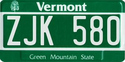 VT license plate ZJK580