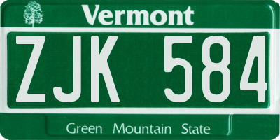 VT license plate ZJK584