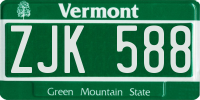 VT license plate ZJK588