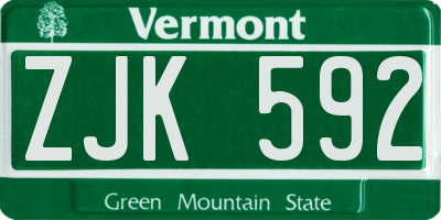 VT license plate ZJK592