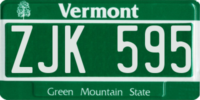 VT license plate ZJK595