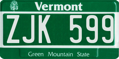 VT license plate ZJK599